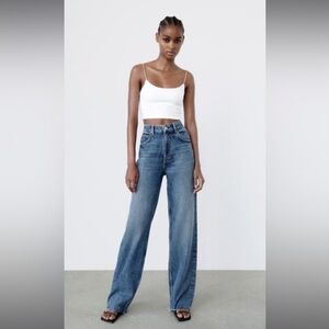 Zara 100% Cotton Wide Leg Jeans
